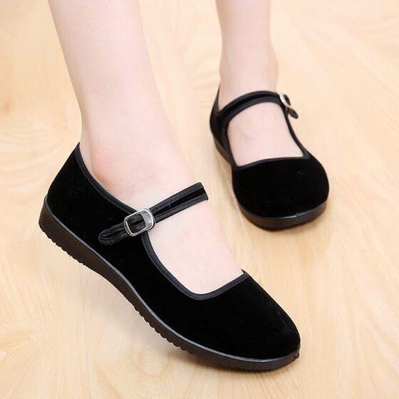 Old Beijing cloth shoes women's flat black shoes for hotel dancing