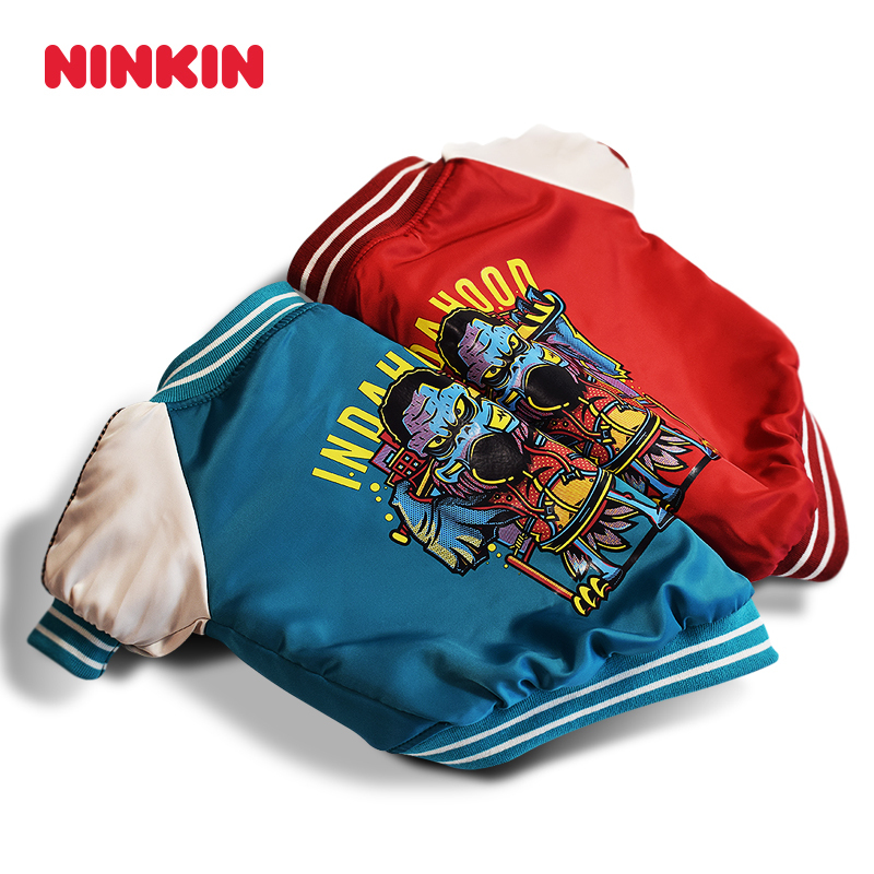 Shiny Social Dog Jacket Pet Clothes Teddy Bichon French Bulldog Autumn and Winter Padded Warm Clothes Ninkin