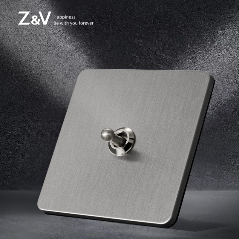 ZV Retro Style Industrial Black Gold Stainless Steel Primary Dial Rod 86 Switch Metal Panel Socket Home