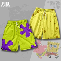 Летние шорты, пляжные быстросохнущие трендовые мультяшные штаны для влюбленных, эластичная талия