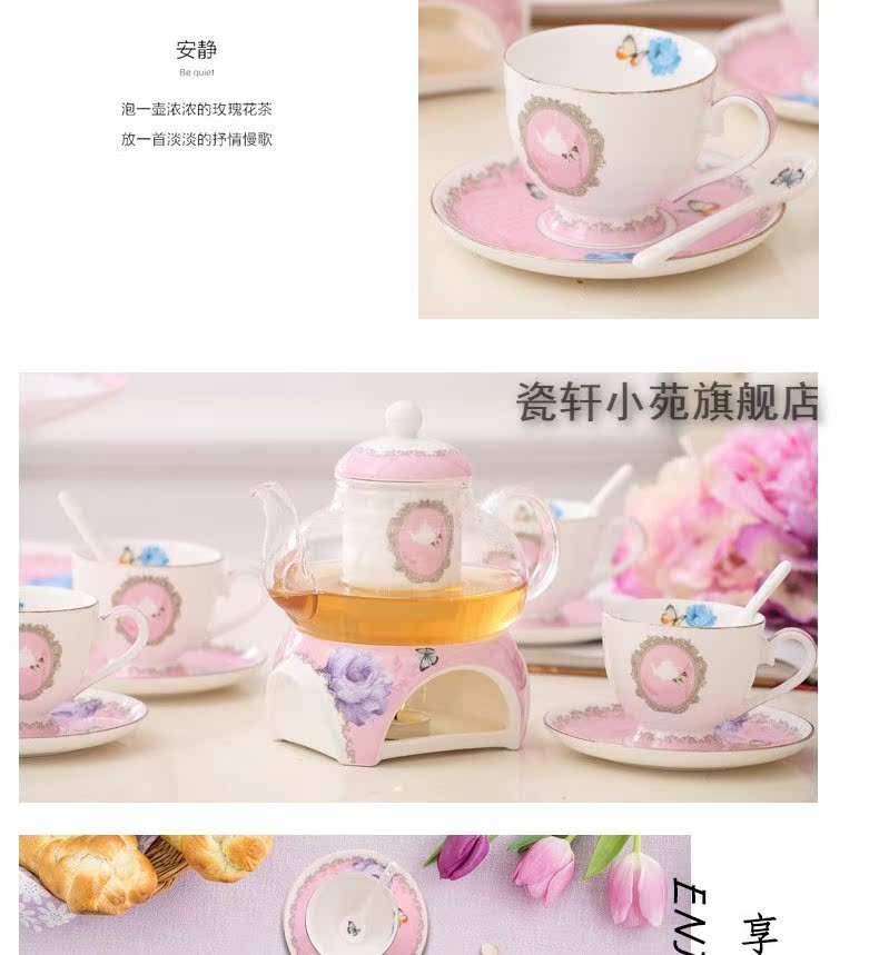 Continuous grain ceramic tea set pastoral glass tea cup teapot warm red cup insulation in the afternoon