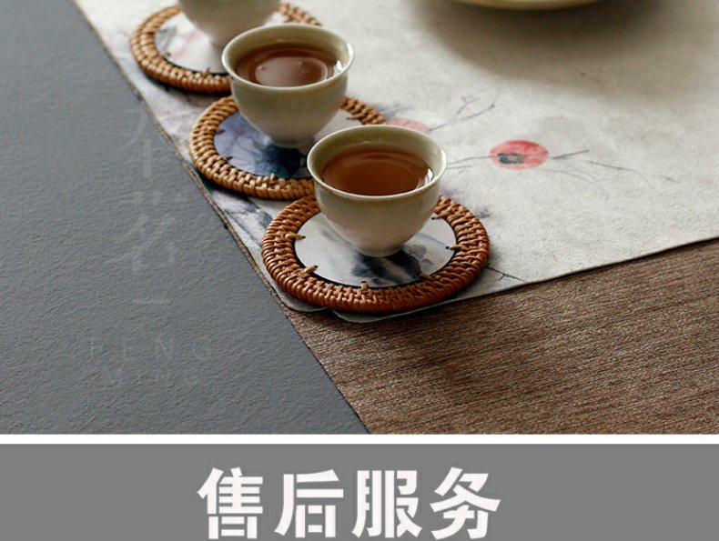 Continuous grain of the cane top service up cup mat mat heat a pot of tea cups a kung fu tea tea accessories printed cup mat