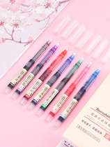 White snow direct type ball pen color gel pen students use black red blue green purple water pen to take notes special hand account carbon pen needle type cute creative T16 quick drying 7 color transparent Pen Holder