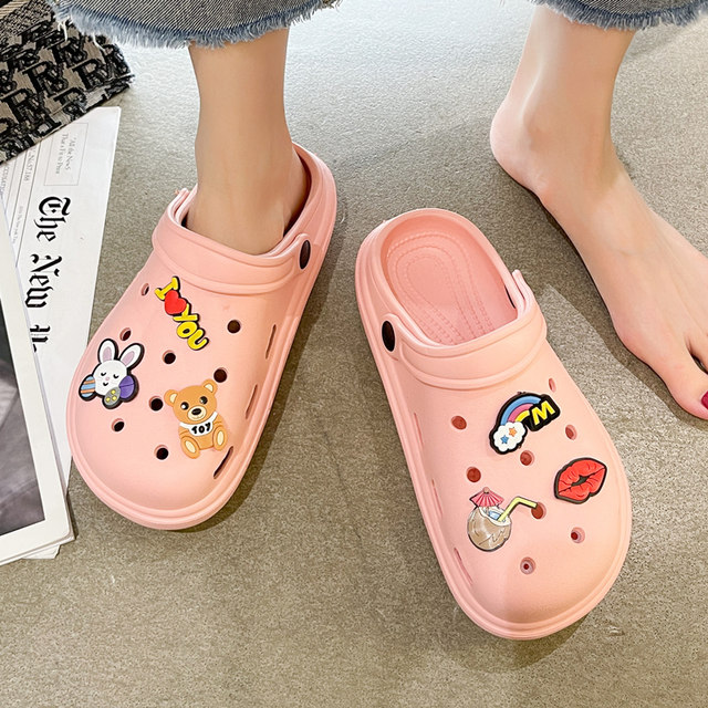 Thick-soled Baotou Croc Shoes Sandals Women's Summer Outerwear Fashion Ins Trend 2024 New Internet Celebrity Indoor Slippers