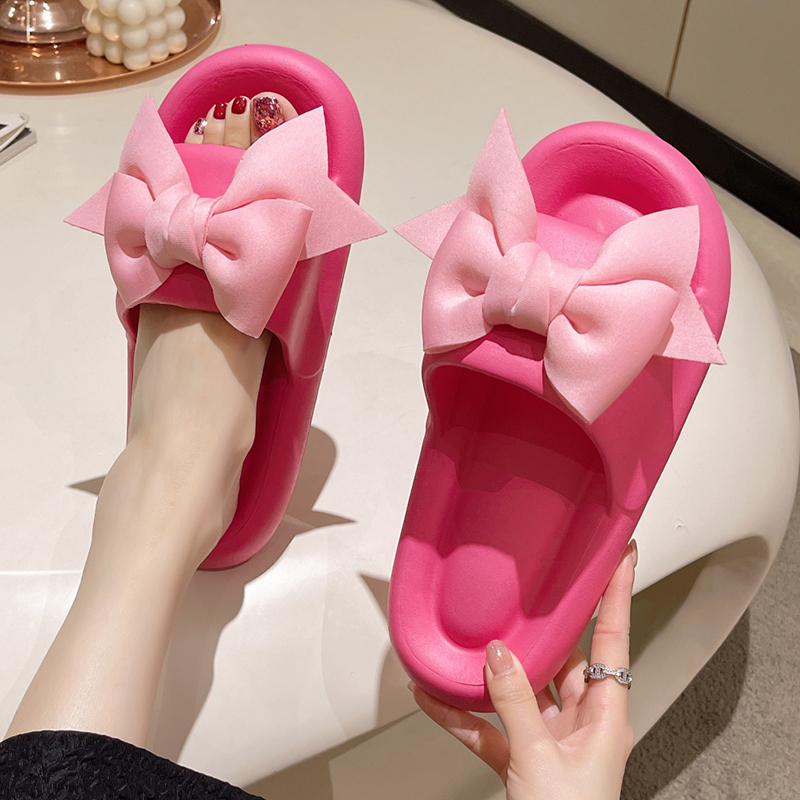 Fashionable Bow-Knot Slip-On Sandals for Women, Summer Trendy Outdoor Wear, soft sole Non-Slip Thick-Soled ins Trendy Beach Sandals