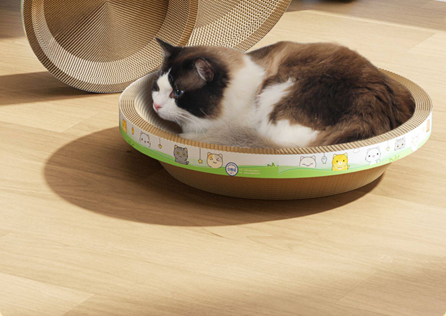 Когтеточка 猫抓板猫窝一体耐磨耐抓不掉屑圆形特大号瓦楞纸猫爪板盆猫咪玩具