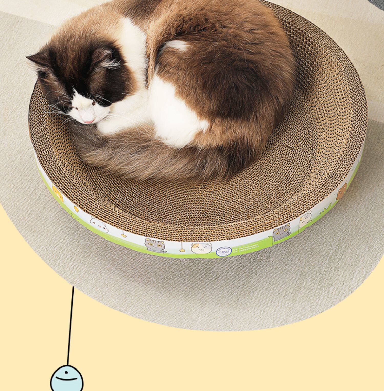 Когтеточка 猫抓板猫窝一体耐磨耐抓不掉屑圆形特大号瓦楞纸猫爪板盆猫咪玩具
