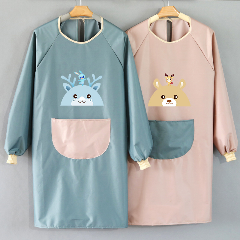 Long Sleeve Apron Woman Home Kitchen Waterproof Greaseproof Workwear Fashion Counter Wearing Cook Hood Adult Custom Print