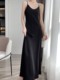 French elegant lady suspender dress women's summer 2023 new style waist slimming high-end black long skirt