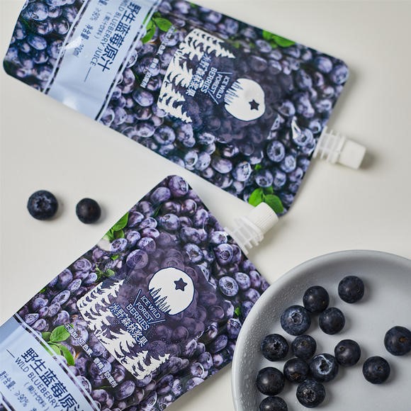 Ice Wild Wild Blueberry Juice 300ml*6 bags of Blueberry Juice Forest Berry No Additive Daxinganling Drink