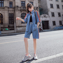 Large size womens two-piece suit 2020 new spring and autumn age reduction thin foreign style cover meat spring dress slightly fat mm fashionable