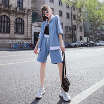 2020 summer sports leisure suit womens short-sleeved shorts Student loose Korean fashion two-piece set ins tide brand