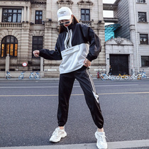 Sports and leisure suit womens 2021 spring and autumn new sweater student fashion foreign style features two-piece set tide summer short