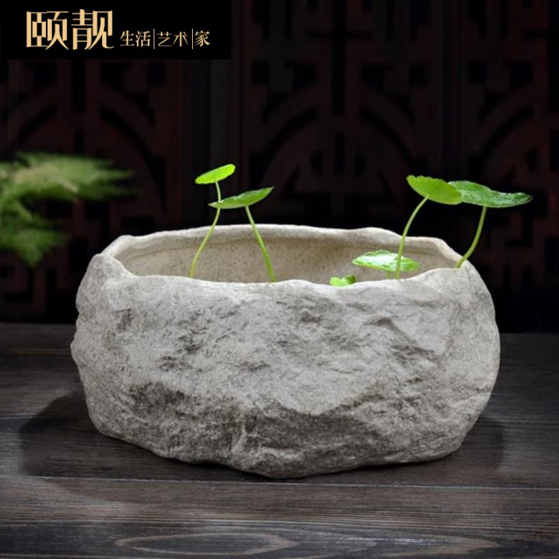 Chinese ceramic art basin of newest lotus hydroponic water lily courtyard round contracted potted balcony container his money