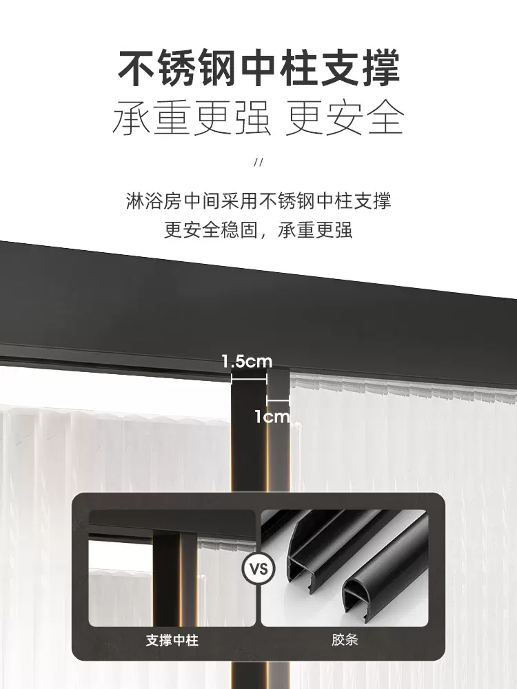 Extremely Narrow Buffer-Type Linear Shower Enclosure with Dry and Wet Separation, Glass Partition, Bathroom Sliding Door, Shower Screen