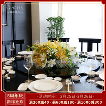 Hotel Table Flower Emulation Flower Round Table Turntable Table Dining Room Restaurant Bag Box New Chinese Style Upscale Light Lavish Furnishing