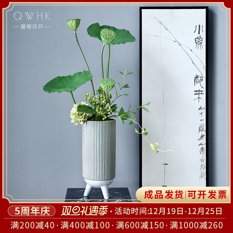 New Chinese fake flower emulated flower livingroom vase flower arranging lotus leaf flower art swinging piece hotel restaurant decoration furnishing-Taobao