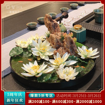 New Chinese Hotel Round Table Turntable Emulation Flower Table Flower Pendulum Flowers Middle Swing Piece Upscale Decoration Flower Lotus Sleeping Lotus Flowers