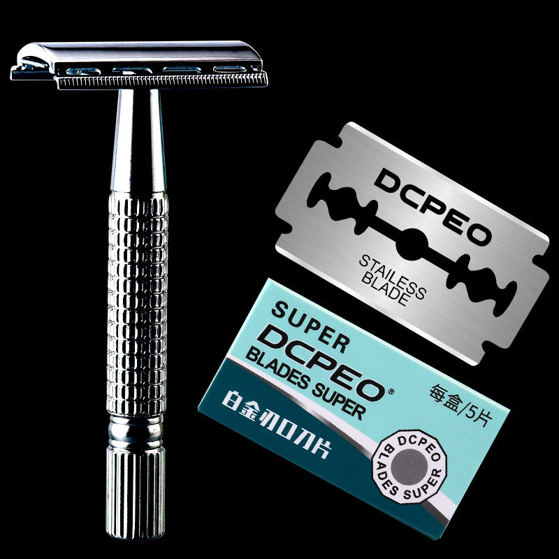 New All-Metal Manual Razor Vintage Razor Holder Blade Double-Sided Reciprocating Face Shaver