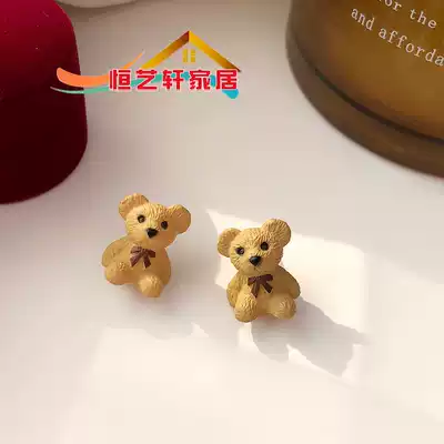 S925 silver needle Korean personality three-dimensional bear ear needle cute cartoon earrings ins wind short small earrings 253