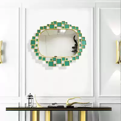 European living room background wall decorative mirror iron dining room wall wall mirror bedside porch bathroom round mirror