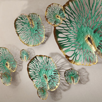 Southeast Asia creative porch three-dimensional wall decoration wrought iron hollow lotus leaf living room wall art wall Wall Wall