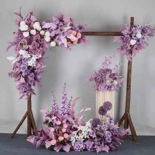 Purple wedding decoration simulated silk flowers wedding hall floor flower corner flower engagement scene layout road lead flower row flower ball