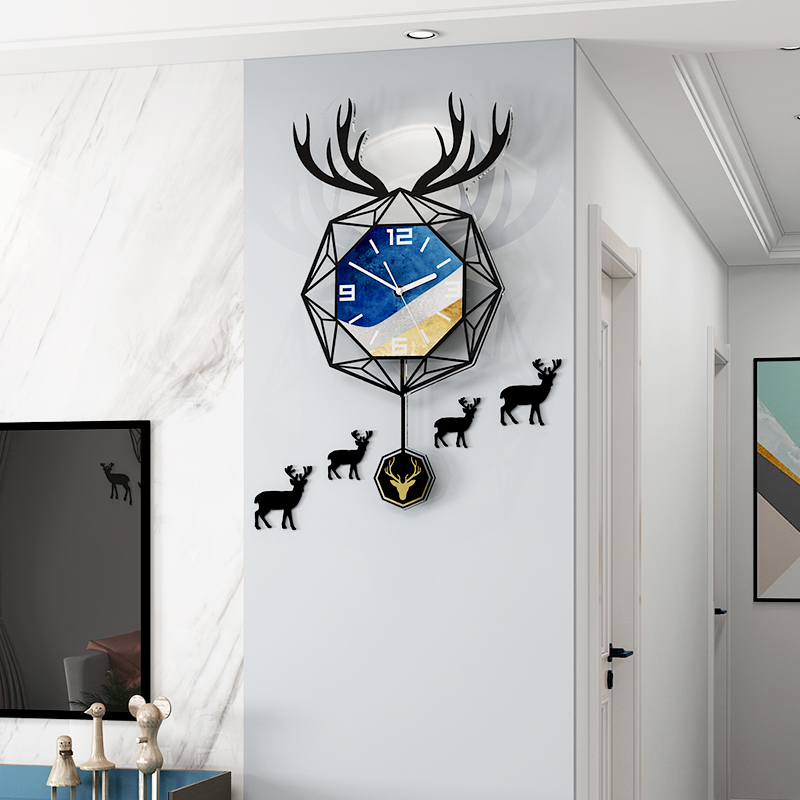 Nordic deer wall clock living room home personality creative fashion modern minimalist clock net red dining room decoration clock