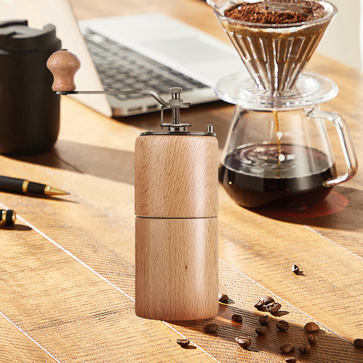 Wooden Coffee Grinder for Home Use, Small Portable Manual Coffee Grinder with Adjustable Settings, Direct from the Manufacturer