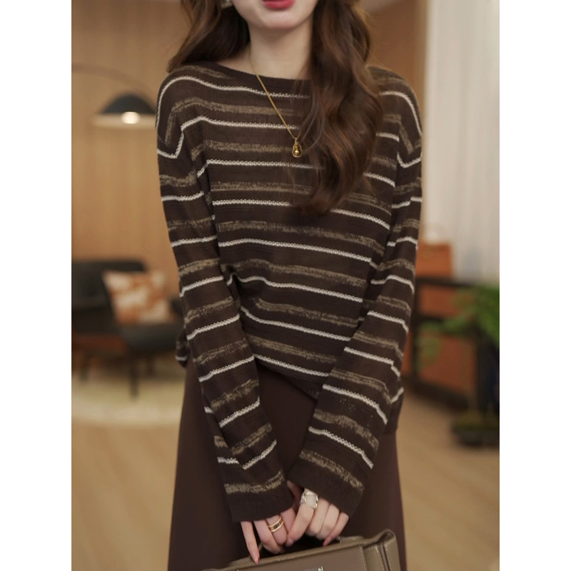 Retro Lazy Style Long-Sleeved Knitwear for Women, Early Autumn New Style, Casual, Fashionable, Versatile, Good-Looking, Western-Style Design Tops Retro Lazy Style Long-Sleeved Knitwear for Women, Early Autumn New Style, Casual, Fashionable, Versatile, Good-Looking, Western-Style Design Tops