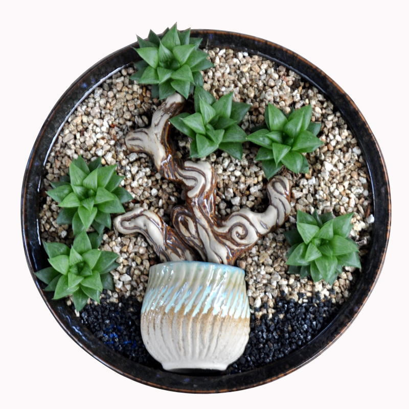 Large - diameter fleshy flowerpot ceramic green the plants breathe freely contracted wide expressions using pot Large extra Large clearance basin package mail