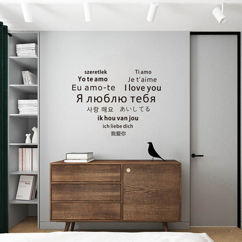 Multinational Language Love Your Milk Tea Shop Coffee Shop Cozy Little Shop Dorm Room Home Bedroom Glass Sticker Wall Trim