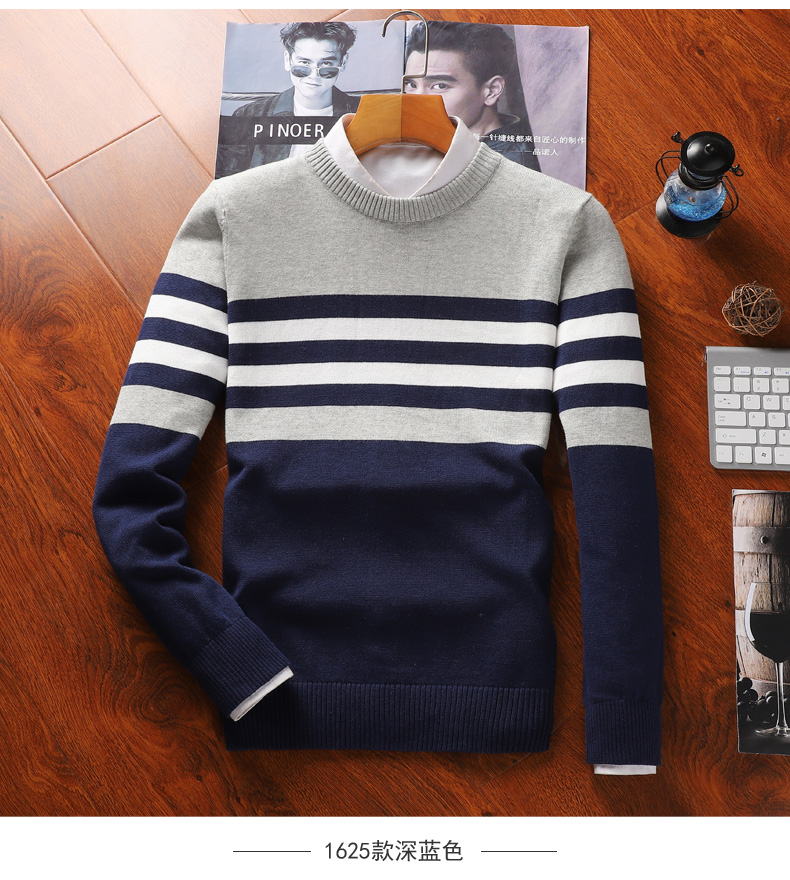 Áo len nam mùa thu nam đông nam áo len nam thanh niên cộng với áo nhung dày trùm đầu áo sơ mi áo sweater nam