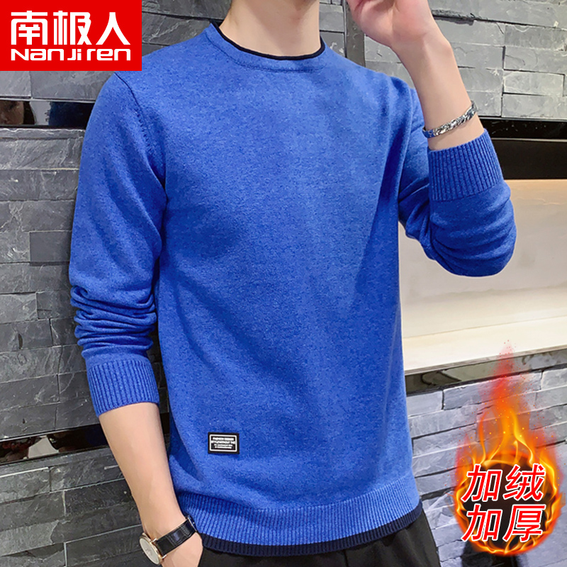 Nam Cực áo len nam 2019 mới bông Hàn Quốc phiên bản của xu hướng tính cách lỏng lẻo knitsweater đáy siphone của nam giới.