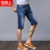 Nam cực mỏng phần co giãn denim quần short nam mùa hè mỏng năm quần co giãn kích thước lớn nam 5 điểm quần - Quần jean Quần jean