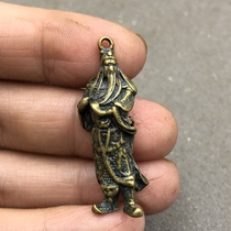 Antique Miscellaneous Guan Gong pendant keychain home craft small ornaments retro bronze