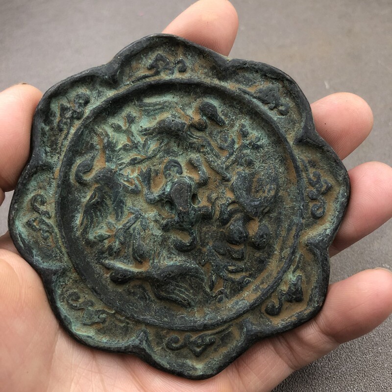 Antique Miscellaneous Bronze Mirror Dragon Tortoise Bronze Mirror Handicraft Folk Craft Ornament Small Bronze Mirror