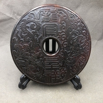 Antiques and miscellaneous dragons and phoenixes old Xiuyu home craft ornaments dragons and phoenixes bronze mirrors with brackets