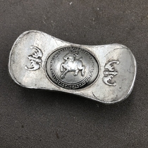 Ancient coin collection silver ingot ingot zodiac sheep Wufu retro Qing silver ingot bronze ware
