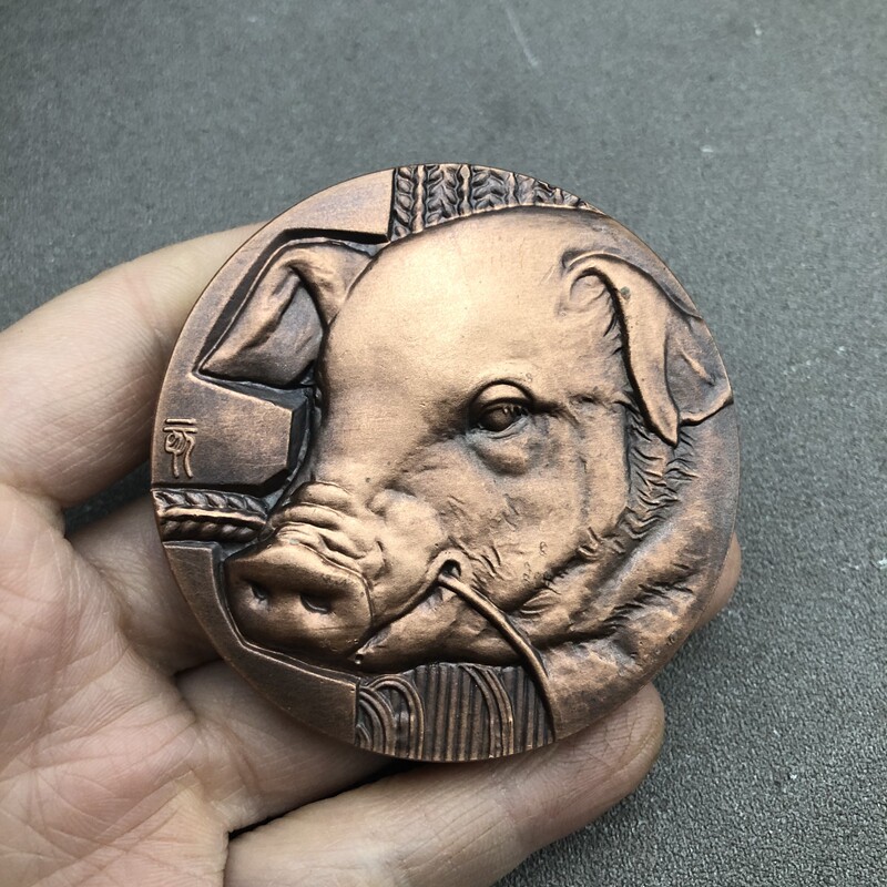 Ancient Play Miscellaneous Bronze Ware Zodiac Zodiac Bronze Octopus Hand Pieces Raw Xiao Pig Home Craft Pendulum Pieces 