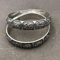 Ancient Play Miscellaneous Bracelets Auspicious 8 Treasure Brass Bracelets Silver Bracelets for men and women General ornaments A pair of prices