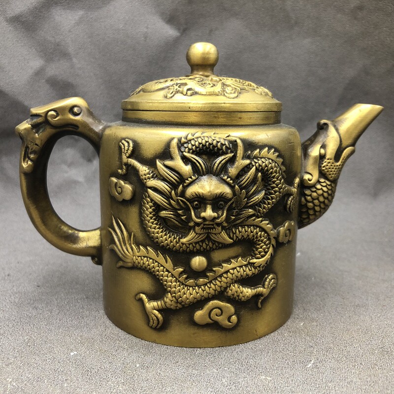 Antique miscellaneous copper kettle kettle kettle dragon and phoenix kettle home craft decoration copper practical kettle antique