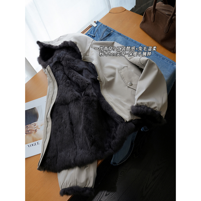Premium Limited Edition 50% off Winter Price! Unisex Reversible Rabbit Fur Hooded Parka for Women `Jzzg024