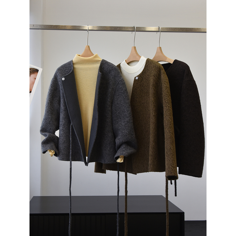 Premium Limited Edition 30% off Suli Alpaca Wool! Stylish Side-Tie Double-Sided Wool Coat for Women＜Yzah010