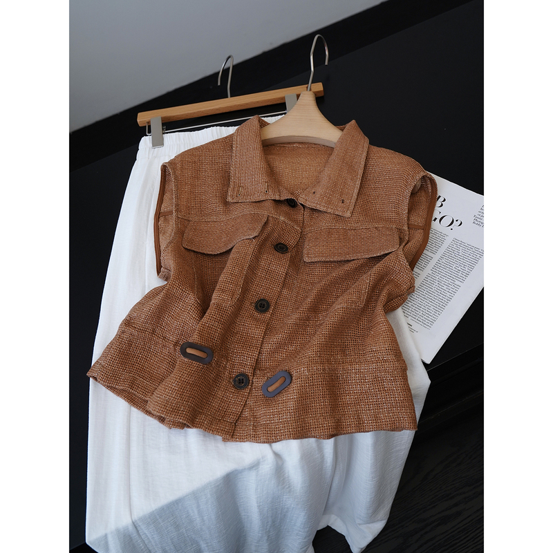 In Stock, Say Goodbye to 50% off! Sparkling and Dazzling! Old Money Style Linen-Cotton Shiny Drawstring Vest for Women《Yzzn106》 In Stock, Say Goodbye to 50% off! Sparkling and Dazzling! Old Money Style Linen-Cotton Shiny Drawstring Vest for Women《Yzzn106》