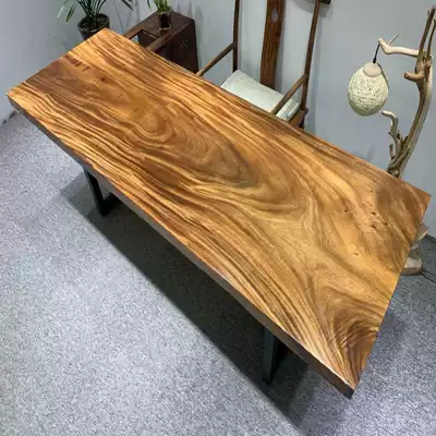 Black walnut South American Okan Big Board tea table solid wood board log office table and chair combination new Chinese conference table