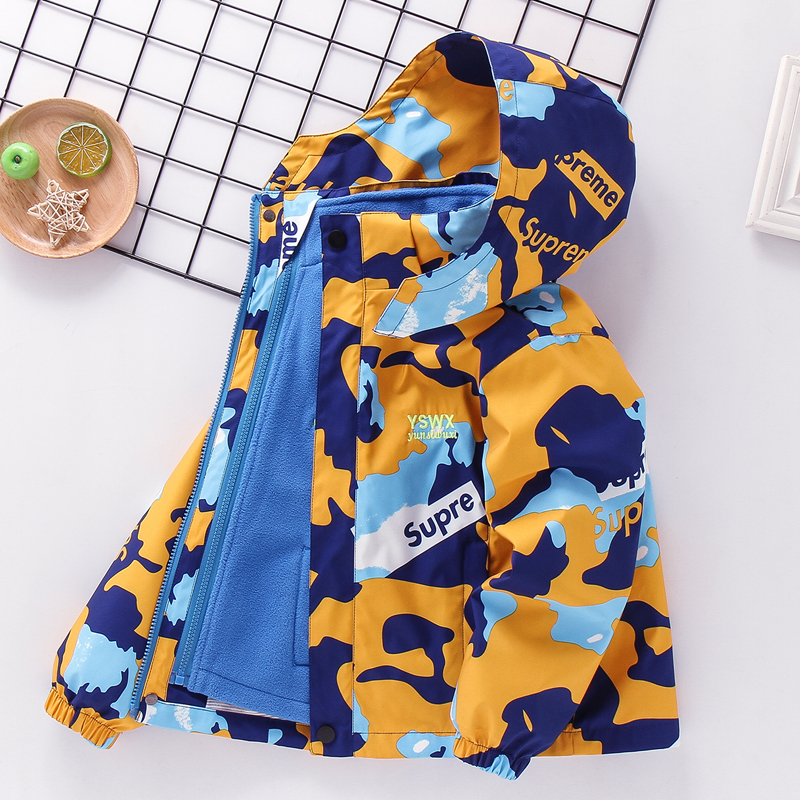 Male and female children jacket autumn and winter 2021 new baby foreign-style thickened blouses CUHK child children submachine clothes in three-in-one
