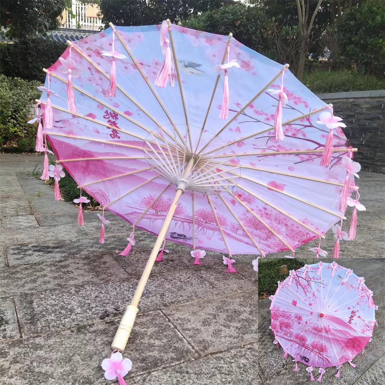 Streaming Su Oil Paper Umbrella Ancient Wind Fairy women's umbrella dance Ancient clothes Children Rain-proof sunscreen Practical props-Taobao