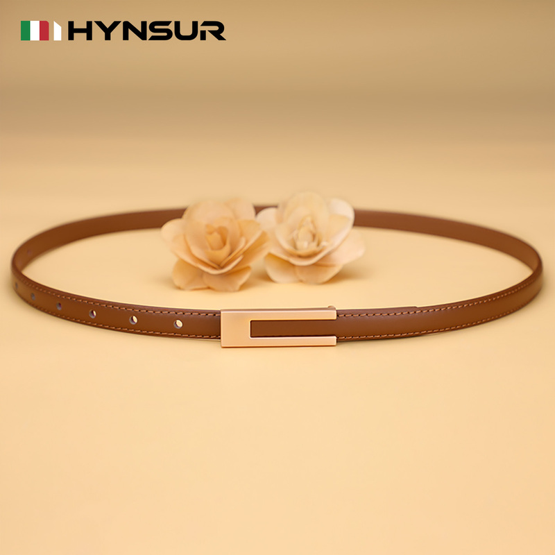 Official Hynsur Women's Belt Genuine Leather Simple Versatile Narrow Belt Thin Decorative Belt for Skirts, Jeans, and Dress Pants
