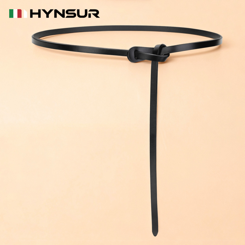 Official Website Hynsur Italian-Style Belt for Women, Genuine Leather, Black, Versatile, Knotted, Thin Decorative Belt for Shirts and Dresses Official Website Hynsur Italian-Style Belt for Women, Genuine Leather, Black, Versatile, Knotted, Thin Decorative Belt for Shirts and Dresses